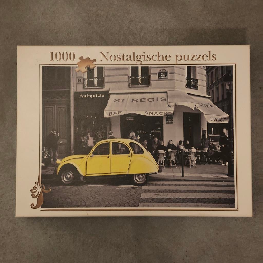 Puzzle 2cv geel met zwart wit achtergrond, Ophalen of Verzenden, Minder dan 500 stukjes
