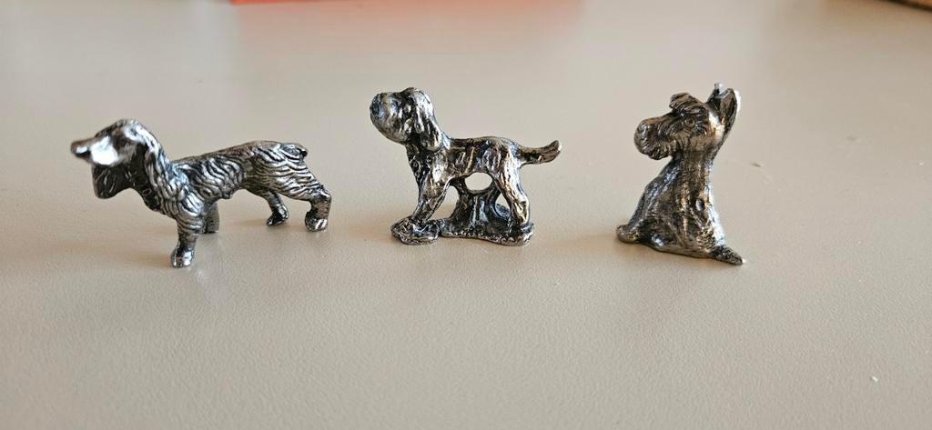 3 zilvertin hondjes 3,50 per stuk, Overige merken, Overige materialen, Verzenden, Nieuw