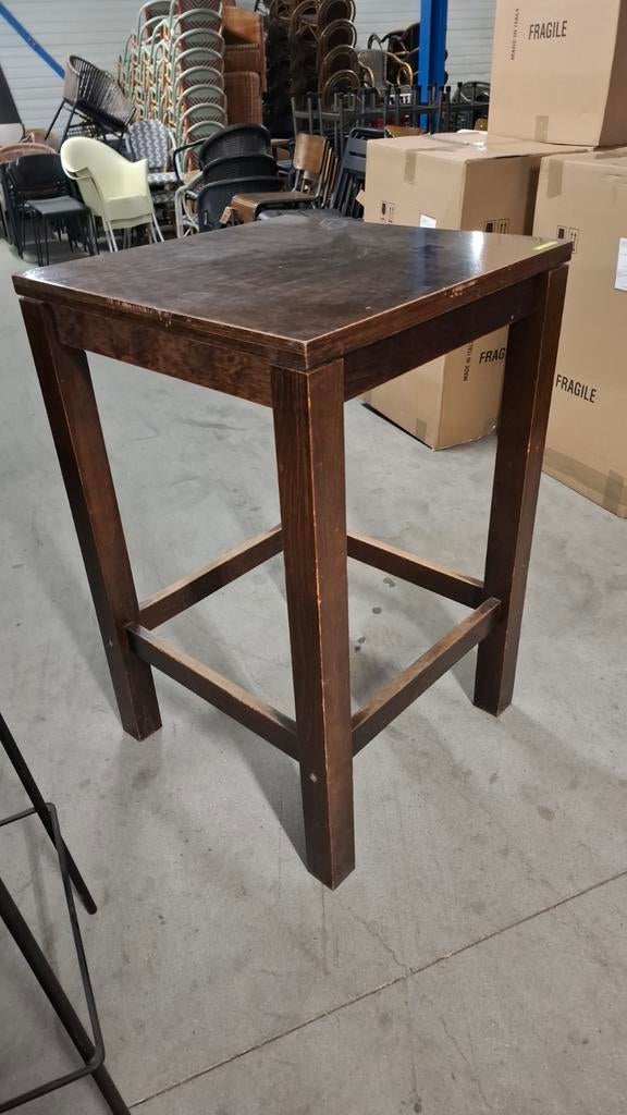 2 statafel bartafel mancave horeca cafe 70x70cm bruin hout, Ophalen of Verzenden, 25 tot 50 cm, Rechthoekig, 200 cm of meer