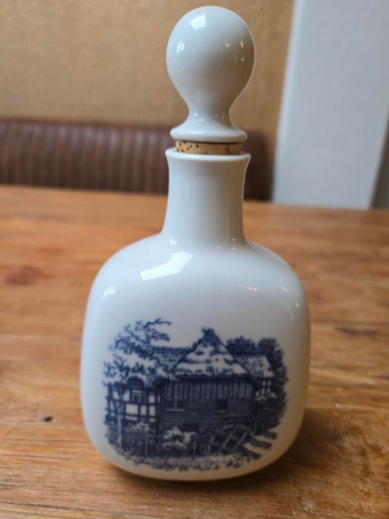 Vintage Porseleinen Fles, Blauw-Wit, Boerderij, Copenhagen, Ophalen of Verzenden