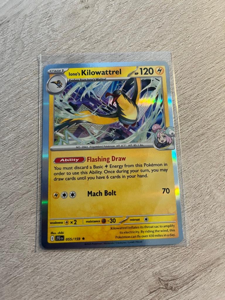 Iono's Kilowattrel (Holo) 055/159 Journey Together | Pokémon, Ophalen of Verzenden, Nieuw, Losse kaart