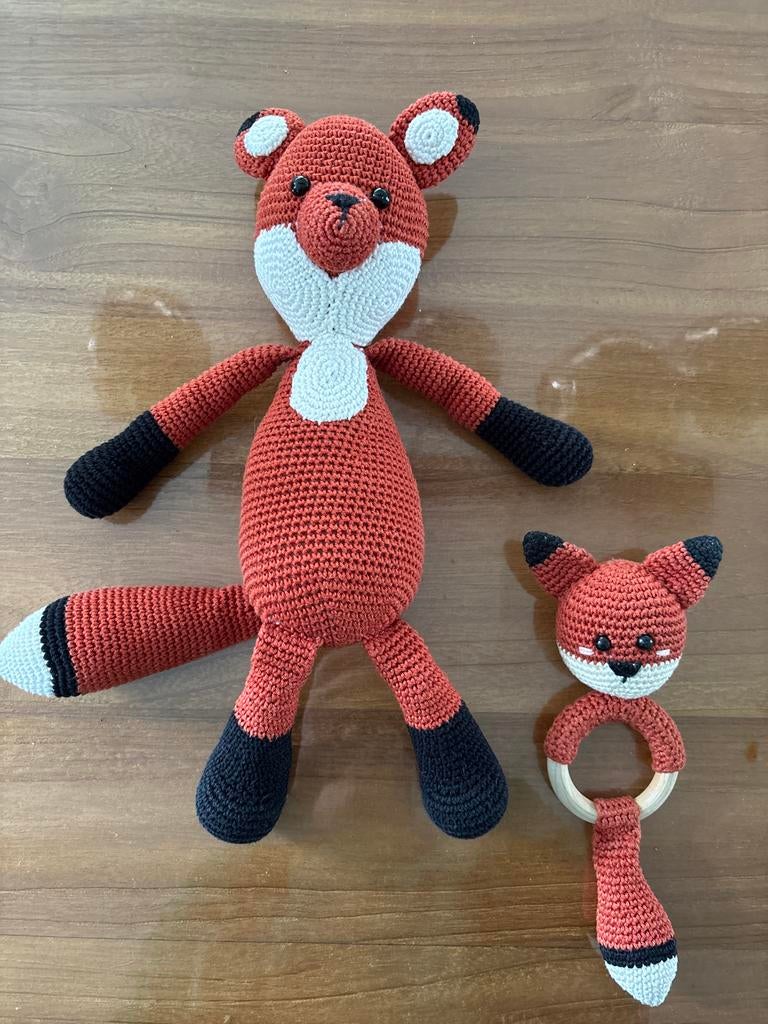 Gehaakte vos knuffel en rammelaar, Ophalen of Verzenden, Nieuw