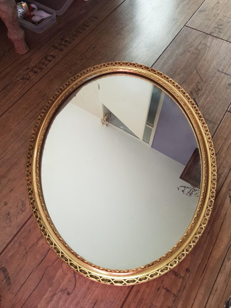 Ovale spiegel jaren 60 pieterman inter art schiedam, Antiek en Kunst, Antiek | Spiegels, Ophalen of Verzenden, Ovaal, Minder dan 50 cm