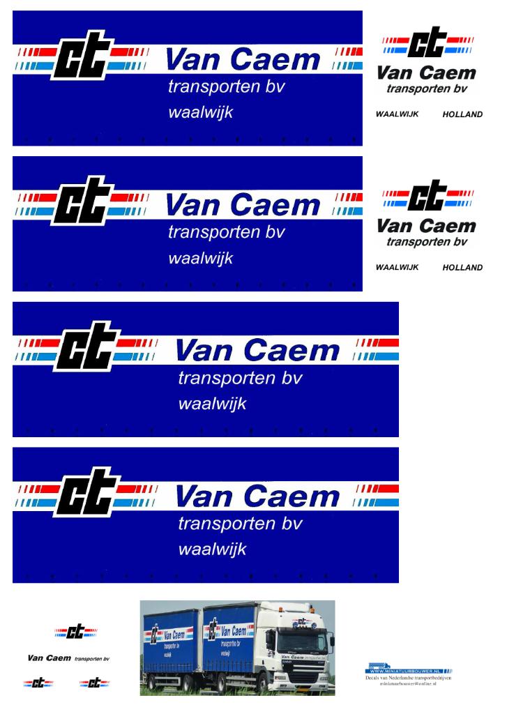 Vrachtauto decal 1:50 CT van Caem transporten ( Combi ), Verzenden, Nieuw, Bus of Vrachtwagen, Overige merken