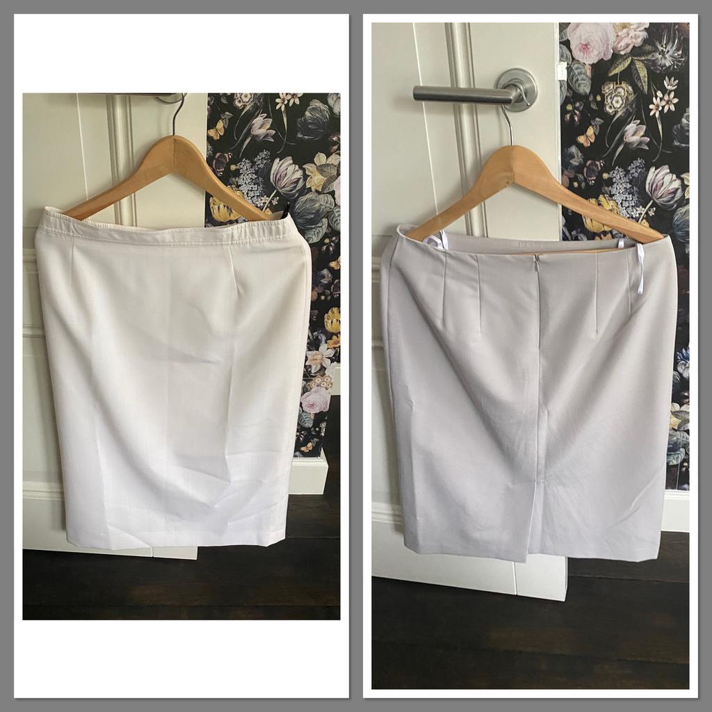 Set 2x midi rokken stijlvol ivoorwit Seda lichtgrijs maat 40, Maat 38/40 (M), Ophalen of Verzenden, Zo goed als nieuw, Grijs