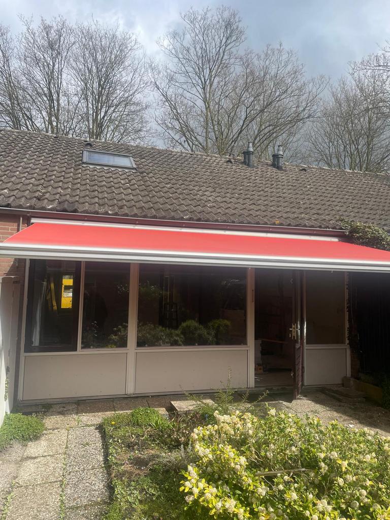 Knikarm zonnescherm 5,40x2,50m1, Tuin en Terras, Ophalen, 450 cm of meer, Zo goed als nieuw, 150 tot 300 cm