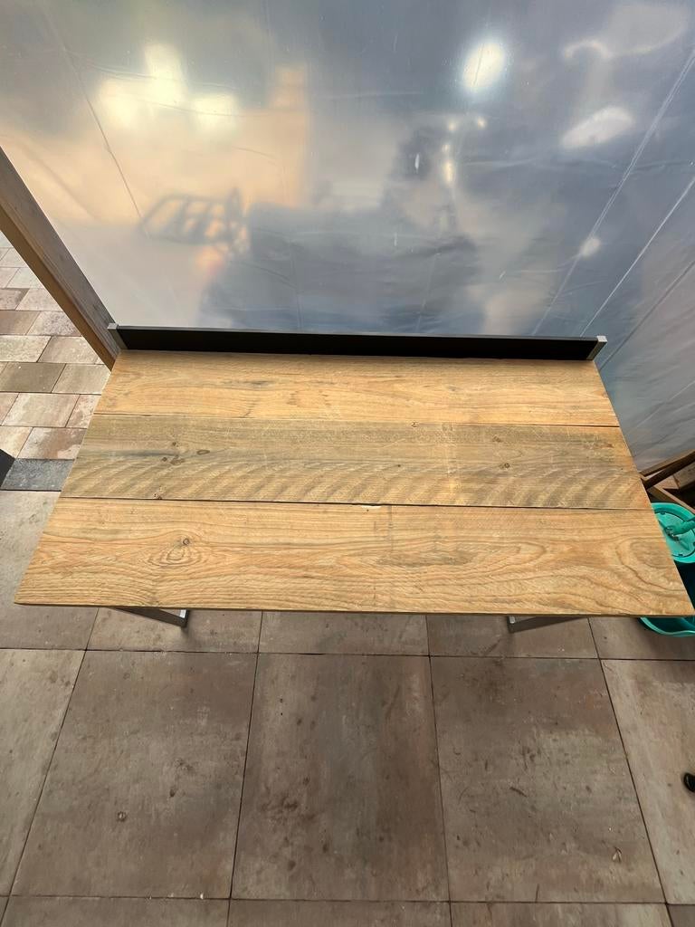 Bureau van steigerhout en stalen frame, Ophalen, Gebruikt, Bureau