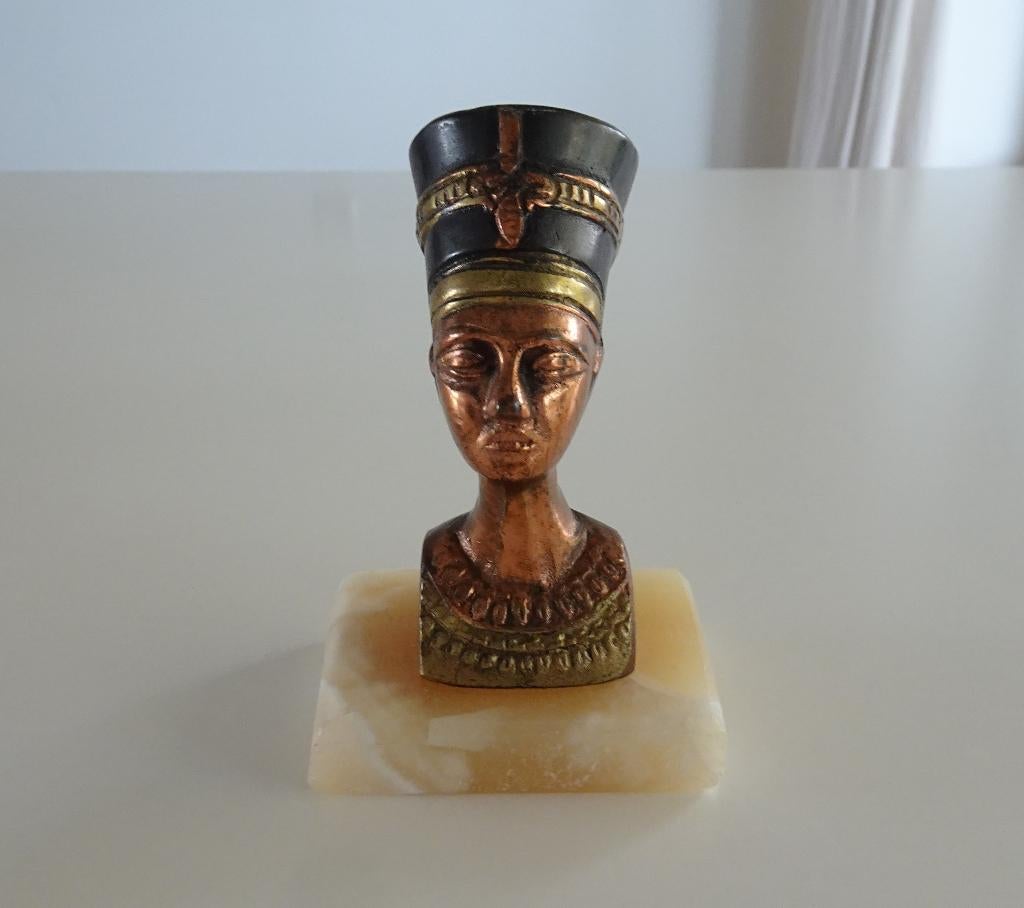 Vintage Nefertiti Buste van Koper, Brons en Marmer, Antiek en Kunst, Kunst | Beelden en Houtsnijwerken, Ophalen