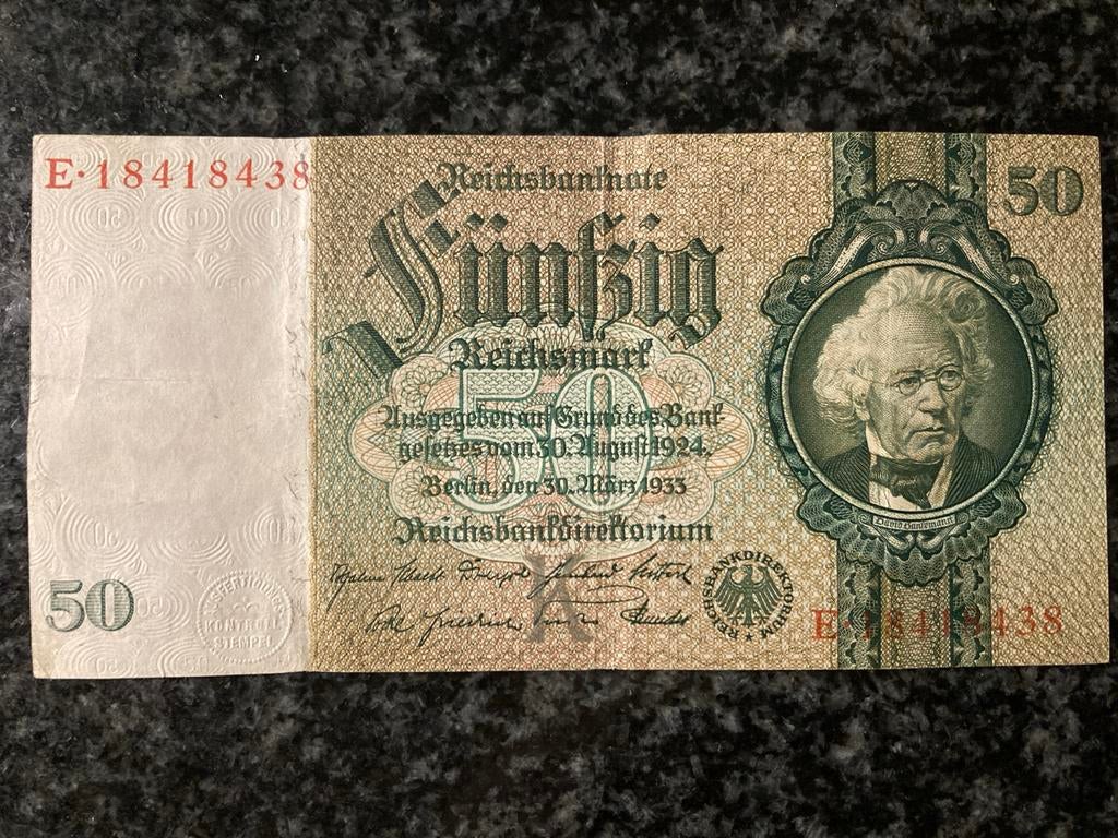 50 Reichsmark biljet uit 1933 - Duitsland, Postzegels en Munten, Bankbiljetten | Europa | Niet-Eurobiljetten, Ophalen of Verzenden