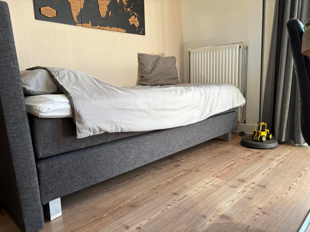 Swiss Sense boxspring antraciet grijs, Ophalen, Gebruikt, 90 cm, Eenpersoons