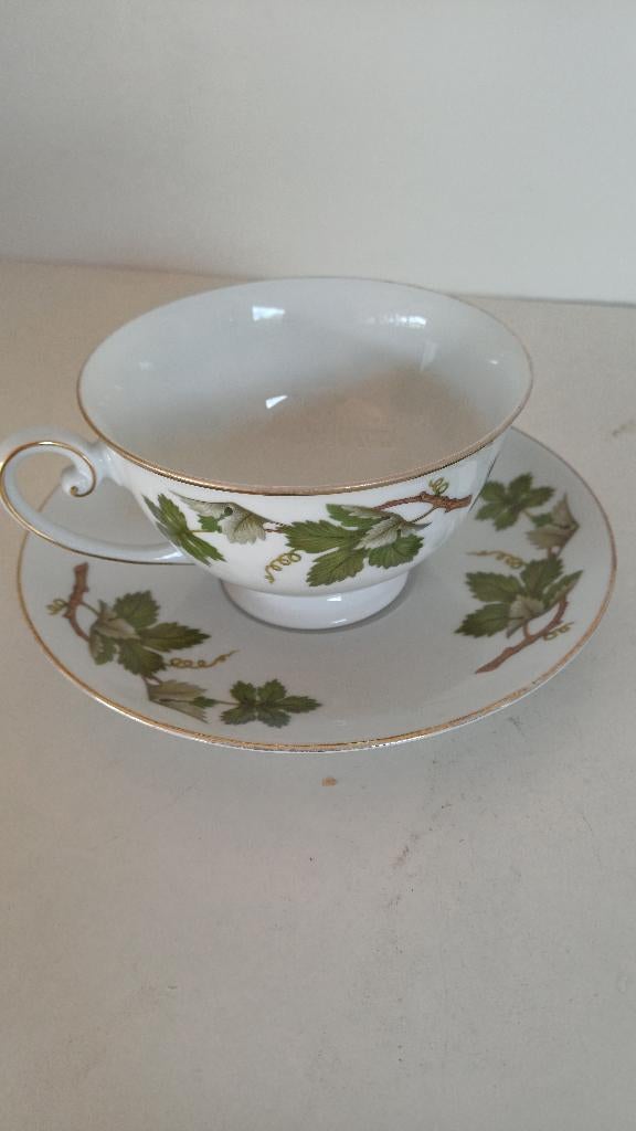 Kop en schotel Alt Tirschenreuth groene wijnrank, Antiek en Kunst, Antiek | Servies los, Ophalen