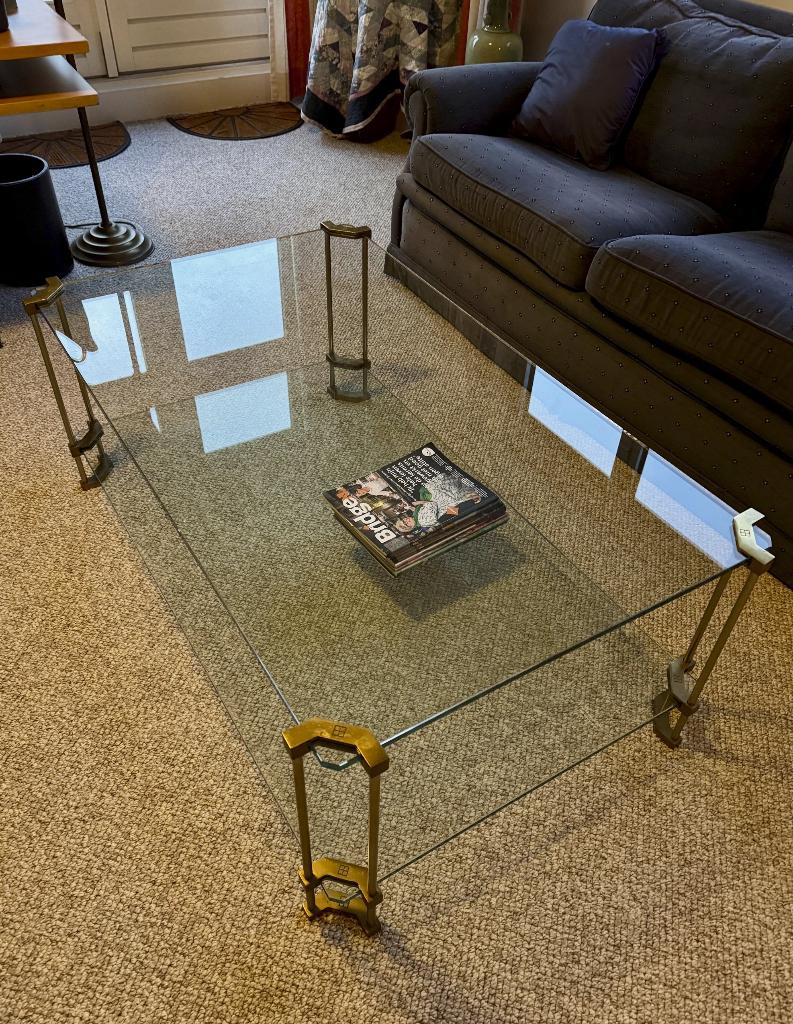 Glazen salontafel (75 x 125cm), 100 tot 150 cm, Glas, 50 tot 100 cm, Zo goed als nieuw