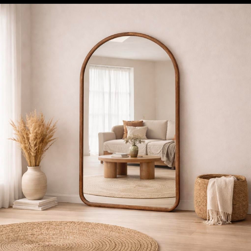 Grote japandi boogspiegel 200x100 hout spiegel, Huis en Inrichting, Woonaccessoires | Spiegels, Nieuw, Ophalen of Verzenden, 75 tot 100 cm