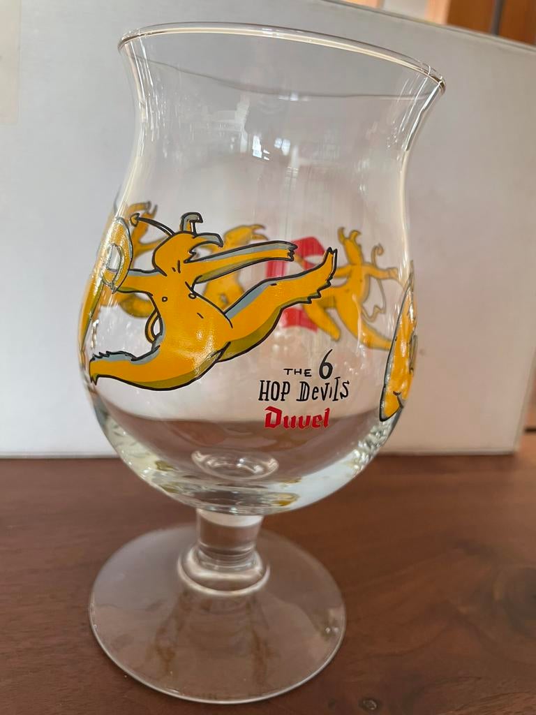 Duvel glas, The 6 Hopdevils, als nieuw!, Ophalen of Verzenden, Zo goed als nieuw, Glas of Glazen, Duvel