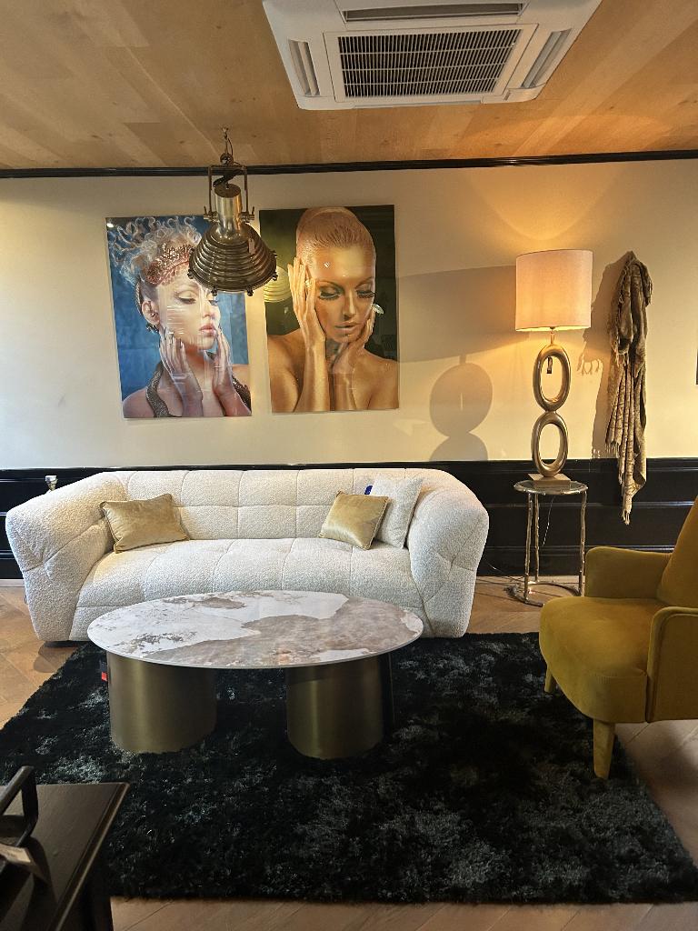 Teddy Bank, Ophalen, Teddy bank, bouclé bank, moderne bank, crème bank, 3 zits bank,, A, Rechte bank