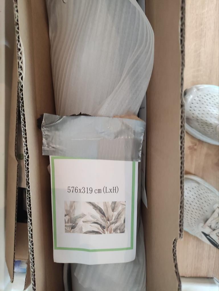 WonderMural Behang met Bladeren - Beige, Groen & Goud, Ophalen, 10 tot 25 m², Groen, Modern, Botanisch, Luxe