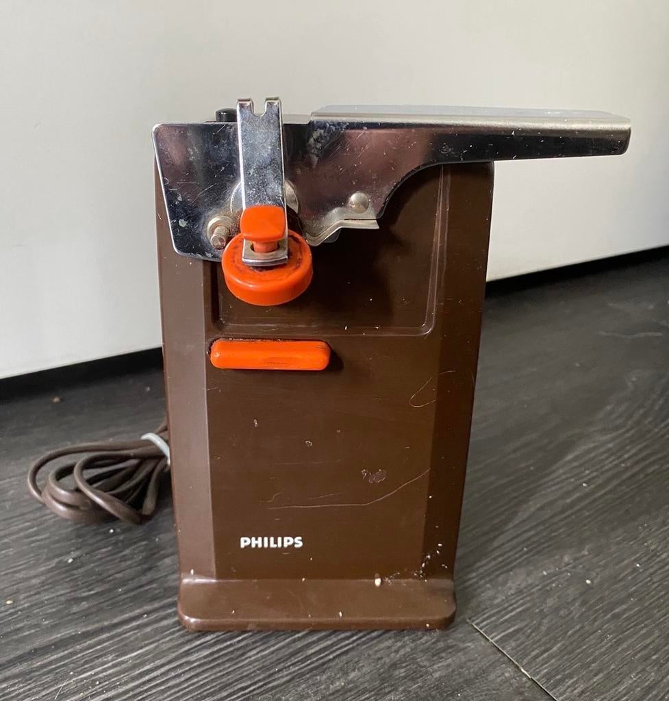 Vintage Philips elektrische blikopener - Bruin, Ophalen of Verzenden
