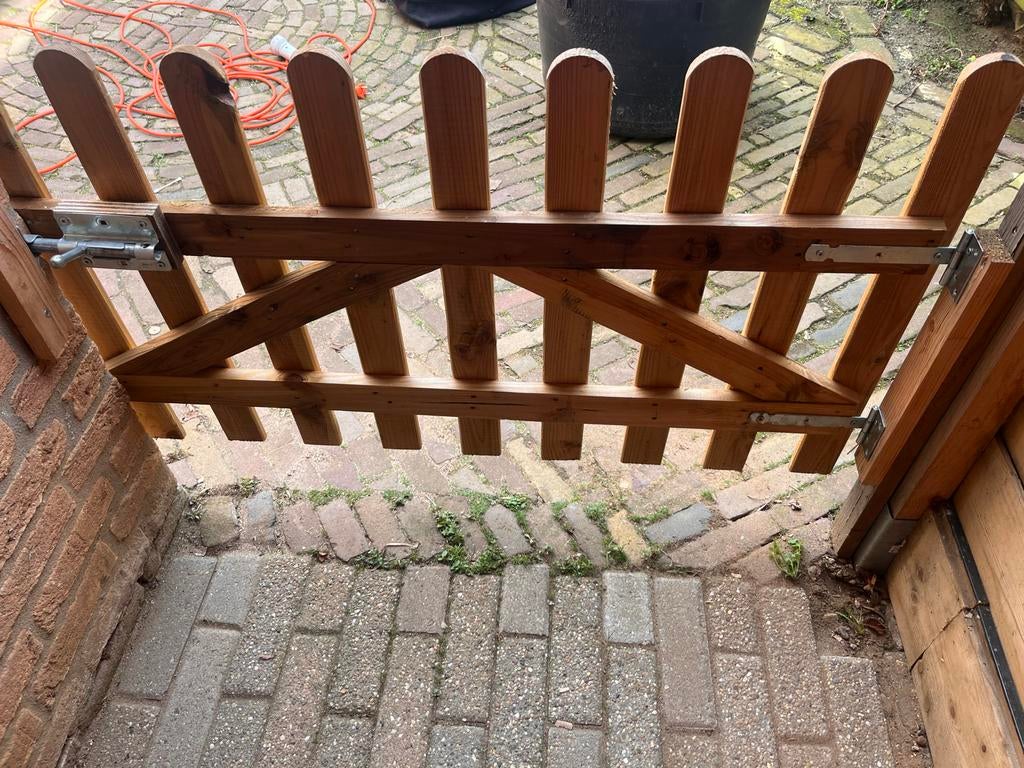 Houten tuinhekje, Ophalen, Met poort, Gebruikt, Tuinhek