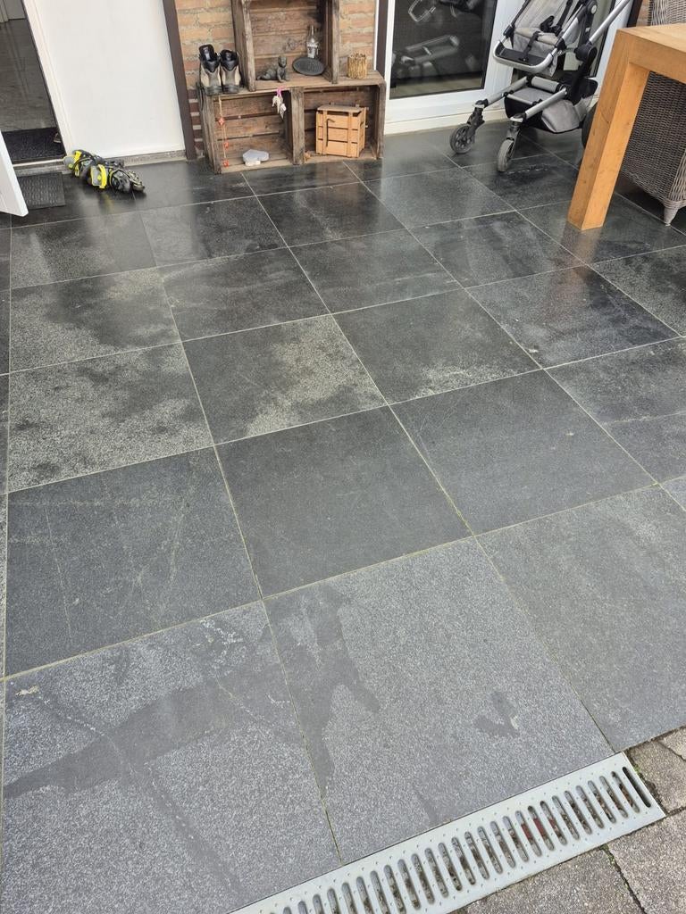 Blauwsteen tegels 60x60x3.5 cm - 24 stuks (ruim 8m2), Ophalen, 5 tot 10 m², Zo goed als nieuw, Natuursteen