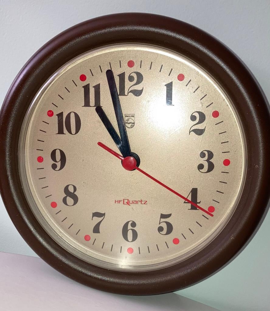 Vintage Philips wandklok, Ophalen of Verzenden, Gebruikt, Wandklok