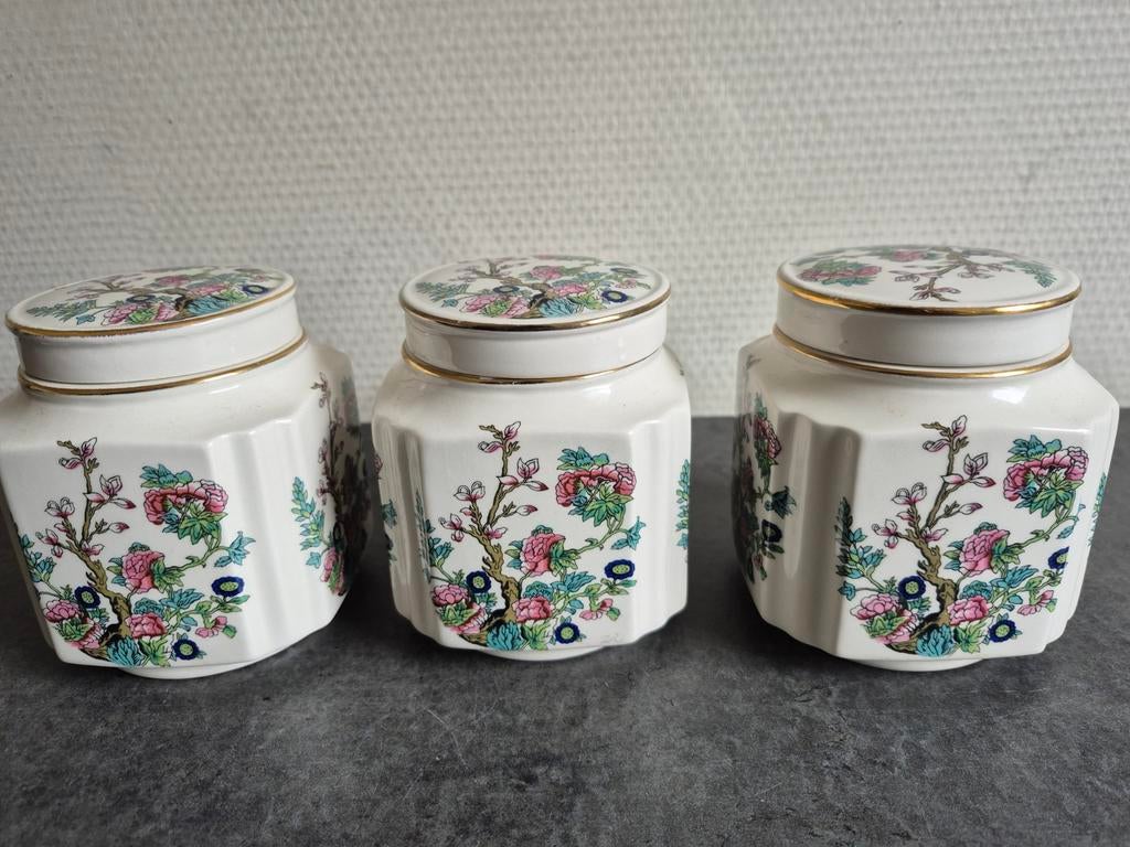 Set van 3 Sadler D.E theebusjes met bloemmotief, Antiek en Kunst, Ophalen of Verzenden