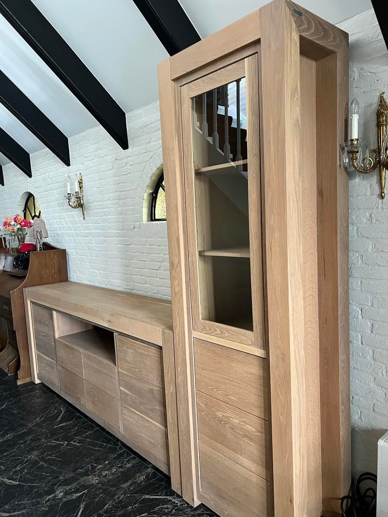 Fairwood! Massief Eiken Vitrinekast kast met dressoir, Ophalen, Eikenhout, 50 tot 100 cm, Zo goed als nieuw
