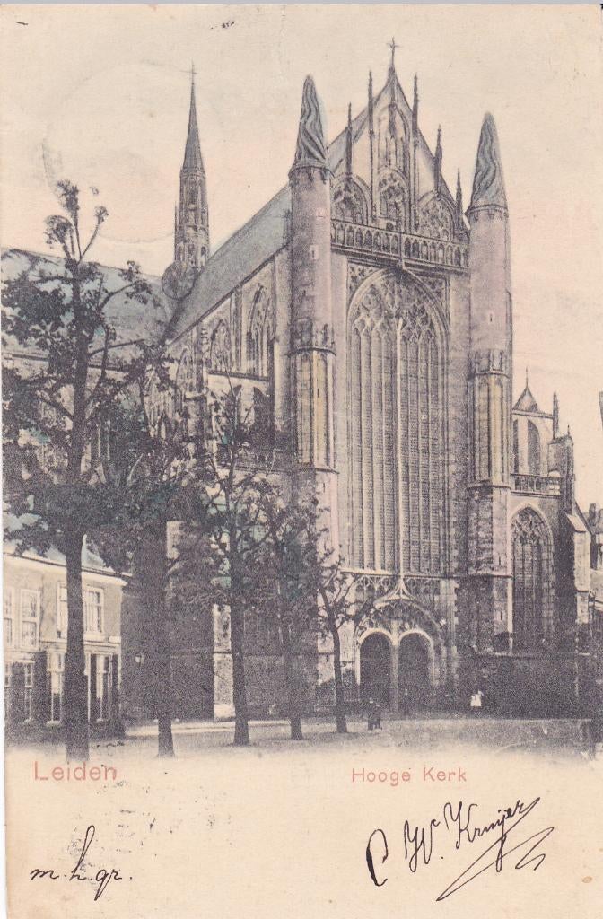 Leiden.  Hooge Kerk.  (1904), Verzenden, Voor 1920, Gelopen, Zuid-Holland