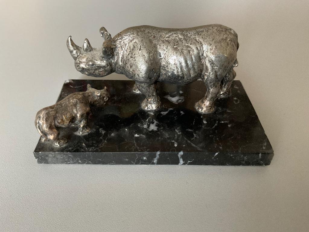 Zwarte Neushoorn met jong - nr. 1 verzilverd - WWF, Verzenden, Gebruikt, Dier