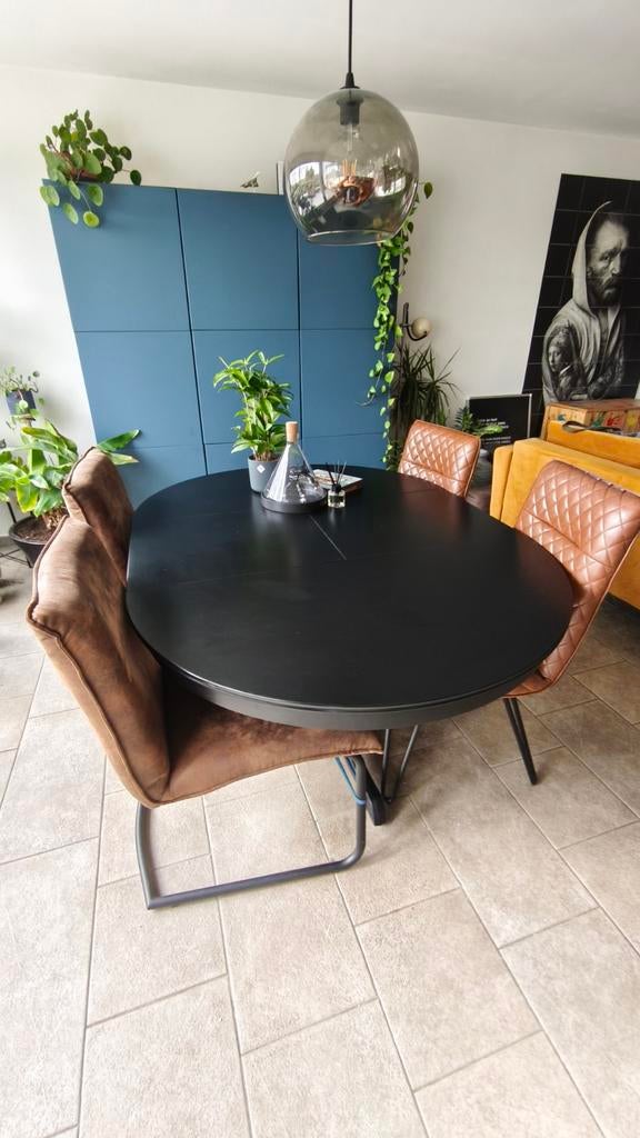 Ikea Ingatorp tafel zwart uitschuifbaar, Gebruikt, 50 tot 100 cm, Rond, 50 tot 100 cm