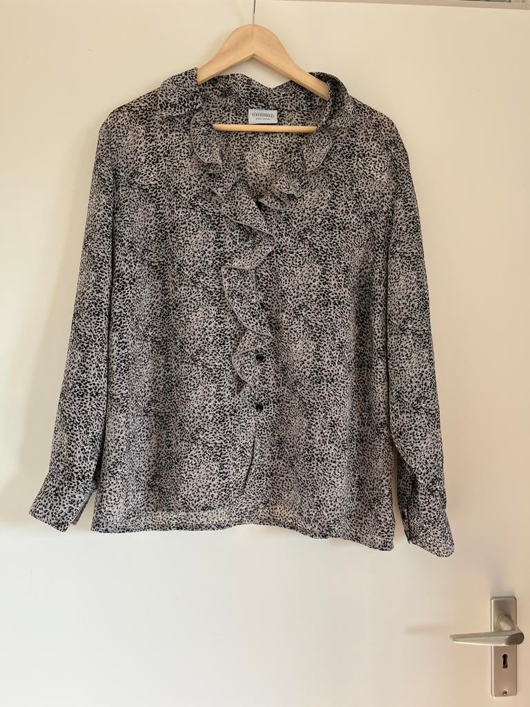 Crémekleurige blouse met grijze dierenprint, maat 38/M C&A, Ophalen of Verzenden, Zo goed als nieuw, Maat 38/40 (M), Grijs
