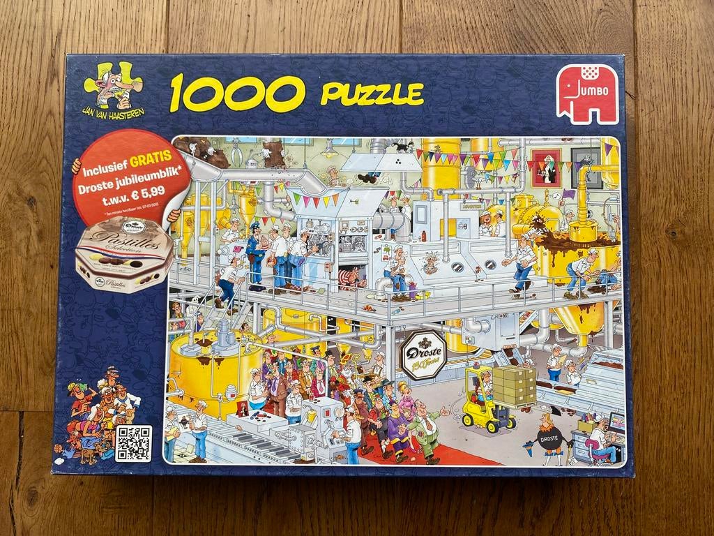 Jan van Haasteren ‘Droste’ 1000st. te koop €8,- of ruilen, Hobby en Vrije tijd, Denksport en Puzzels, Ophalen, 500 t/m 1500 stukjes