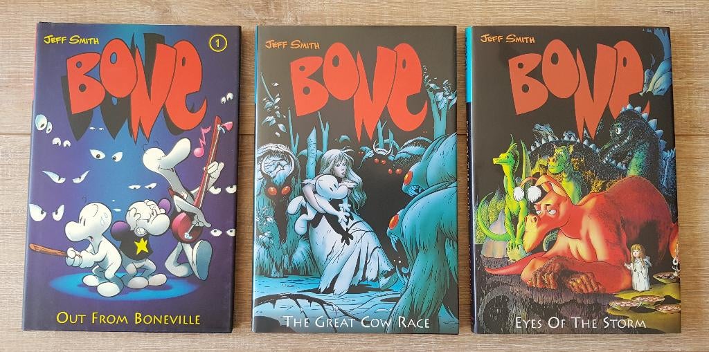 Bone HC 1 - 3 (Cartoon Books) B&W Edition (first print), Boeken, Strips | Comics, Zo goed als nieuw, Meerdere comics, Amerika
