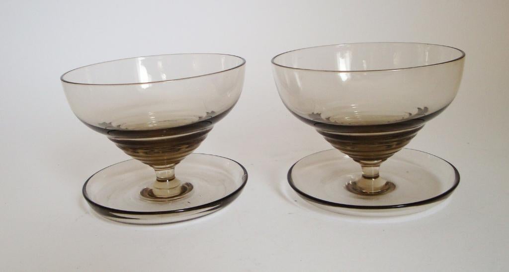 4x antiek grapefruit glas, kristalunie Rozendaal radio rook, Antiek en Kunst, Ophalen of Verzenden