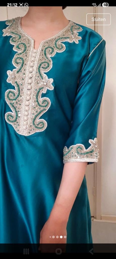 Marokkaanse kaftan, Kleding | Dames, Jurken, Maat 38/40 (M), Ophalen of Verzenden, Zo goed als nieuw, Onder de knie