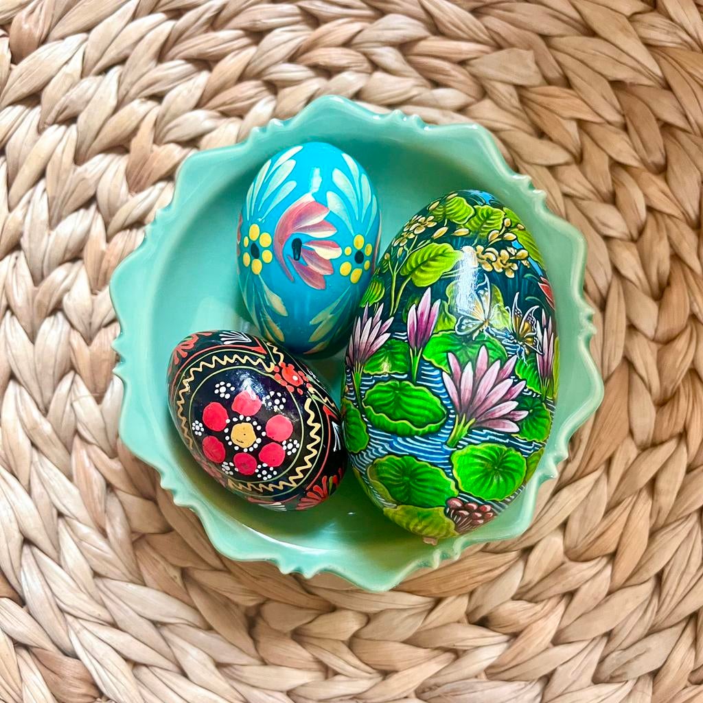 🐣 Houten paaseieren handgeschilderde eieren hout Pasen, Ophalen of Verzenden, Gebruikt