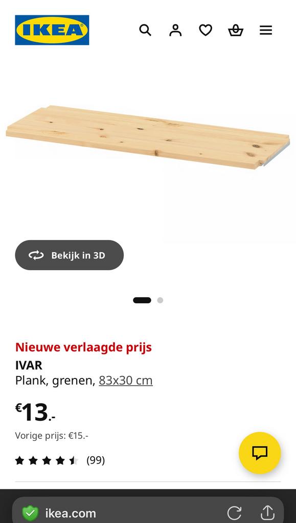 Te koop 3x  ivar planken 83x30 zgan pers stuk 7,50, Ophalen, Zo goed als nieuw