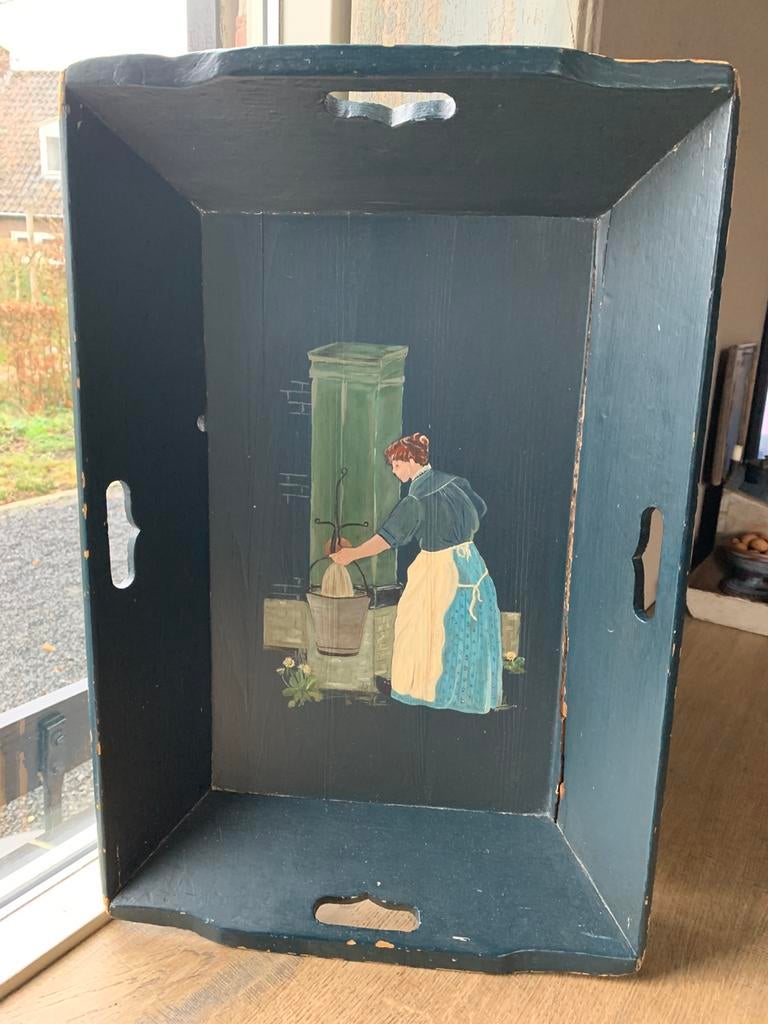 Volkskunst. Handbeschilderde oude mangelbak “ Bikkel”, Antiek en Kunst, Ophalen of Verzenden