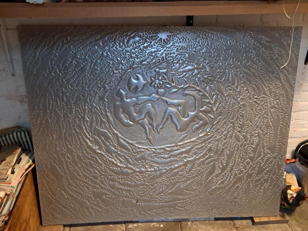 Bijzondere metalen wanddecoratie: Adam en Eva, Ophalen of Verzenden