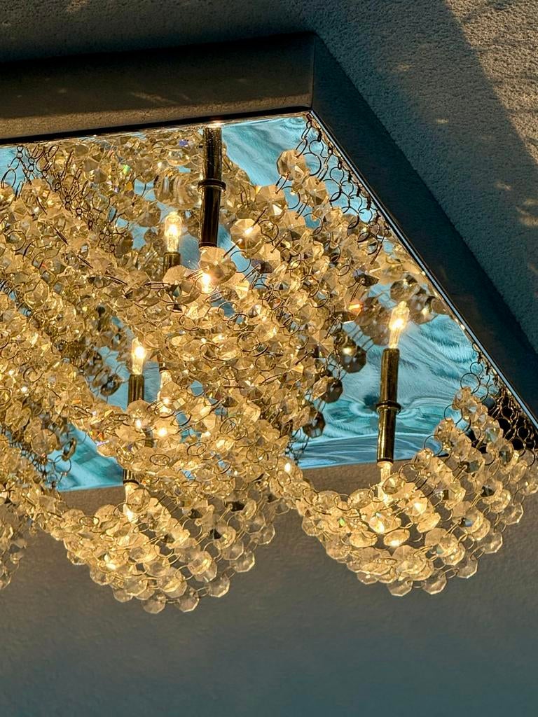 Luxe Plafondlamp met Swarovski Kristallen, Ophalen of Verzenden, Zo goed als nieuw, Glas
