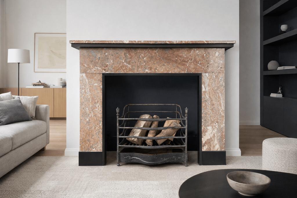 Art deco jaren 20 30 strakke marmeren omloop schouw mantel, Ophalen of Verzenden, Zo goed als nieuw, Vrijstaande haard, Renzo van engelen