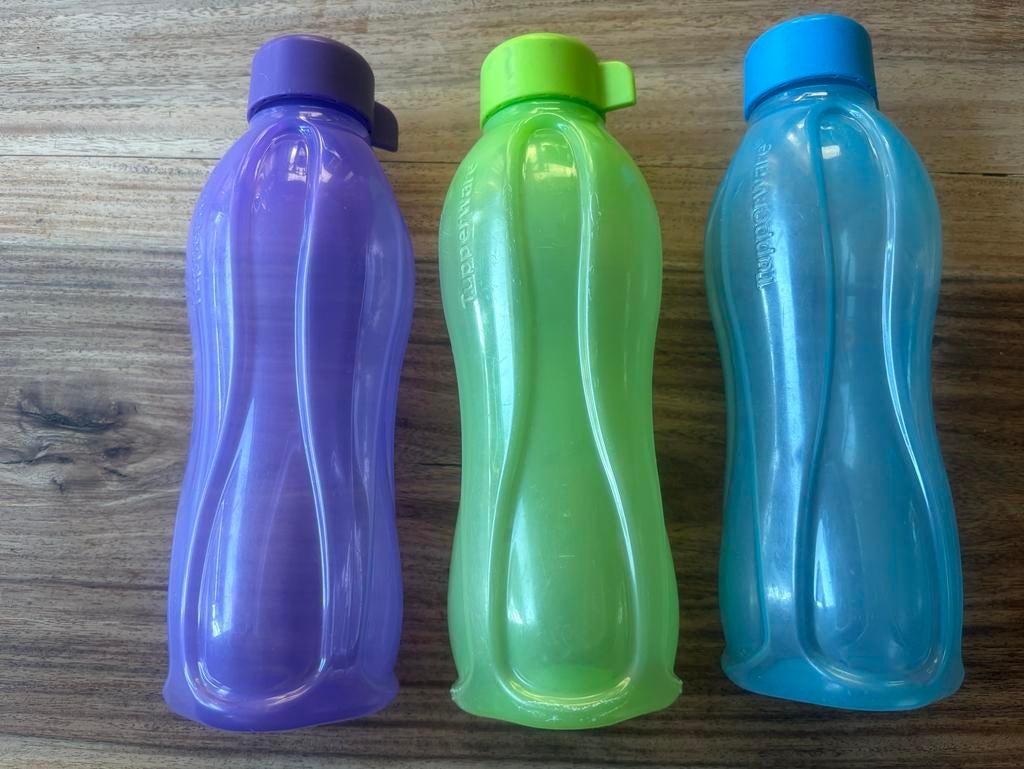 Tupperware Set van 3 ecoflessen 500 ml met draaidop, Ophalen of Verzenden, Gebruikt, Groen, Beker of Kan
