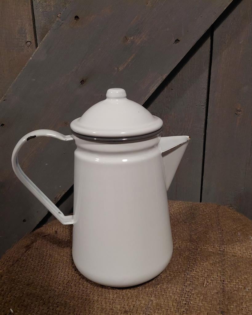Witte emaille koffiekan, Antiek en Kunst, Antiek | Emaille, Ophalen of Verzenden