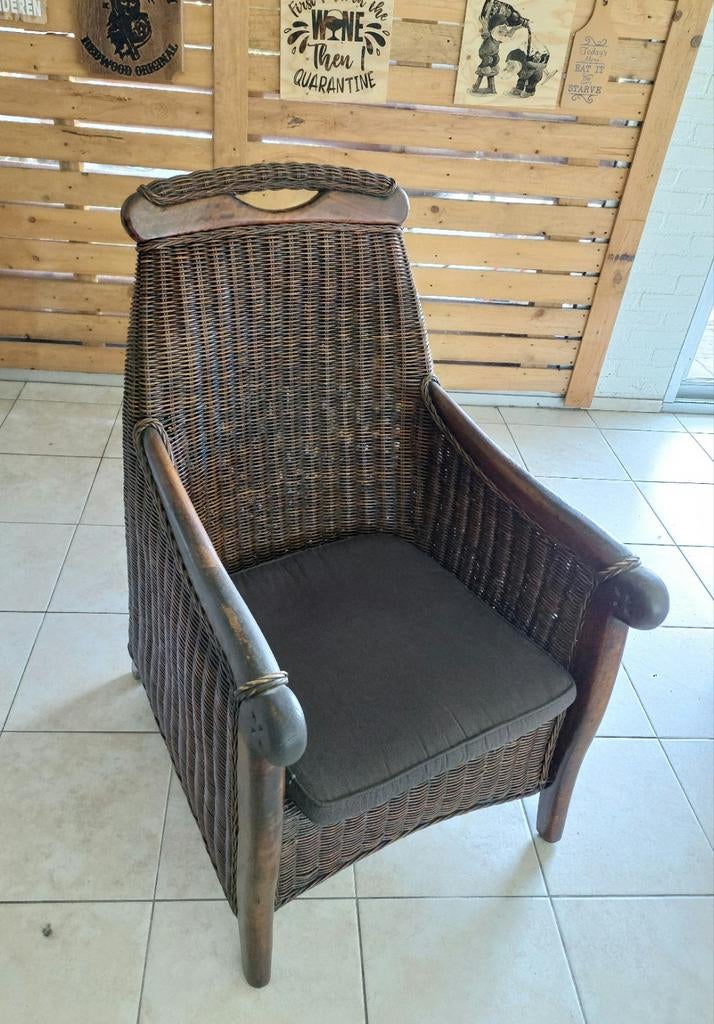 Rieten stoel, Huis en Inrichting, Fauteuils, Ophalen, 75 tot 100 cm, 50 tot 75 cm