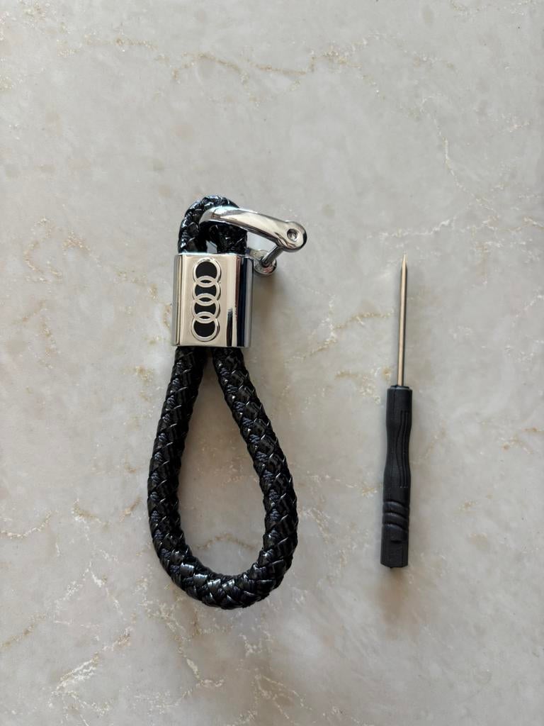 Audi sleutelhanger leer gevlochten nieuw, Ophalen of Verzenden, Nieuw