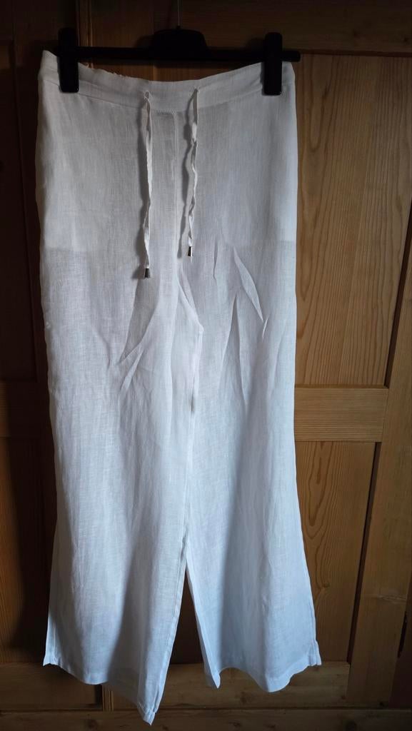 Witte linnen broek met trekkoord van perla nera nieuw, Kleding | Dames, Broeken en Pantalons, Maat 38/40 (M), Wit, Perla nera