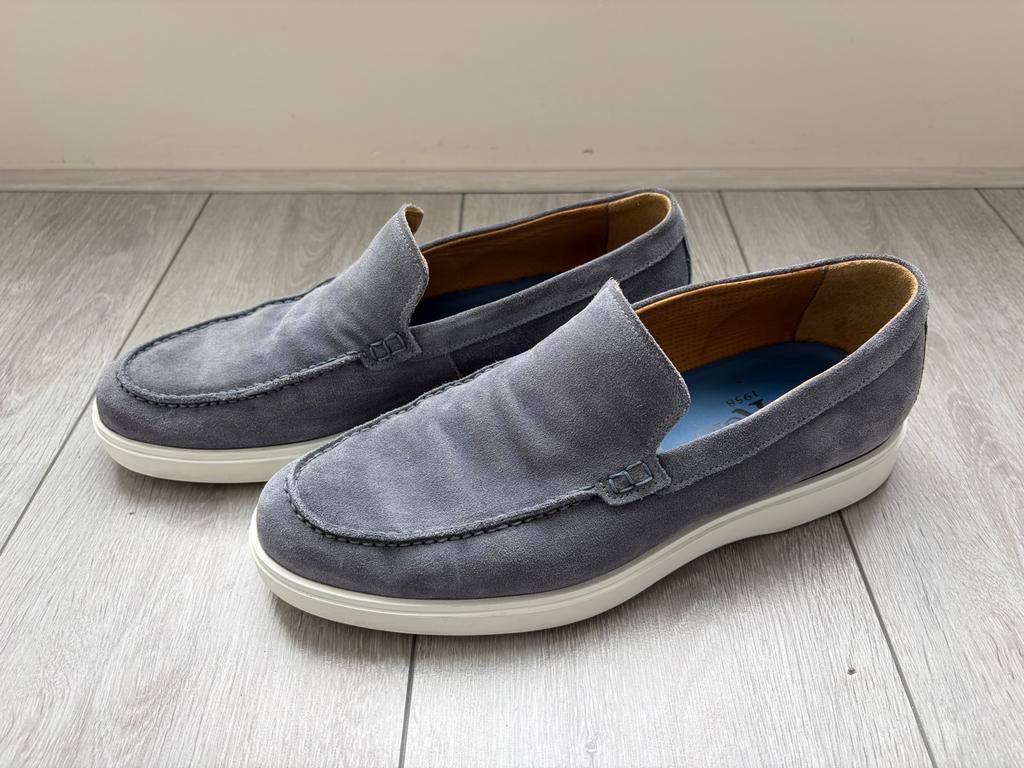 Giorgio instappers, lichtblauw suede, maat 44, Kleding | Heren, Ophalen of Verzenden, Zo goed als nieuw, Blauw, Loafers