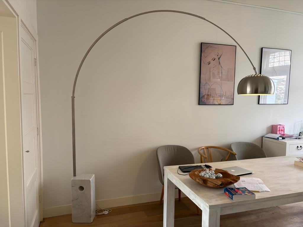 Booglamp met marmeren voet, Ophalen, Gebruikt, 150 tot 200 cm