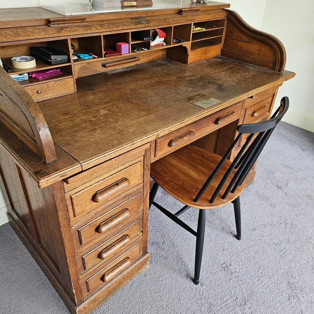 Antiek secretaire met roldeur., Huis en Inrichting, Ophalen, Gebruikt