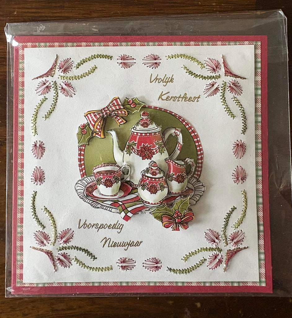 Nieuwe zelfgemaakte kerstkaart 3D en borduur, Ophalen of Verzenden, Nieuw, Kerst