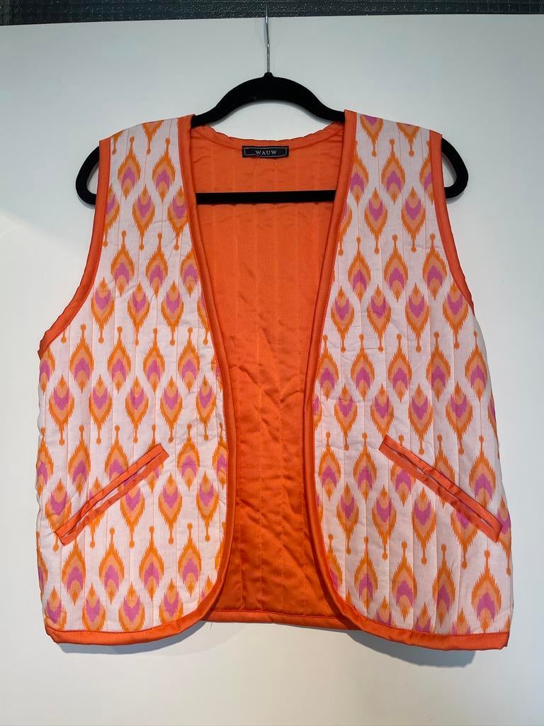 dames oranje roze gilet bodywarmer jack jasje mt M, Kleding | Dames, Bodywarmers, Ophalen of Verzenden, Zo goed als nieuw, Maat 38/40 (M)